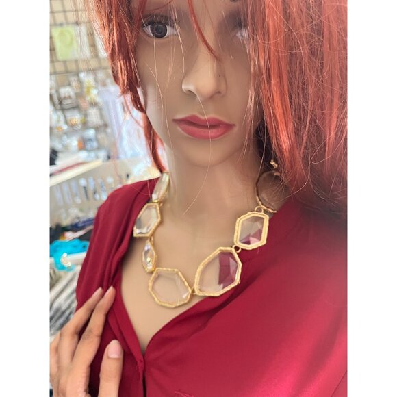 Chunky gold necklace, clear big Link big statement oversized large necklace - Picture 3 of 6